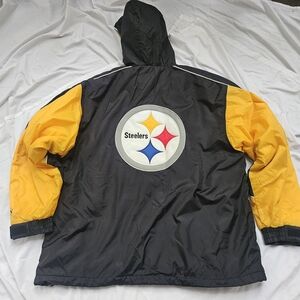 Puma Black and Yellow NFL Team Jacket Vintage 1990s Steelers Full Zip Lined L